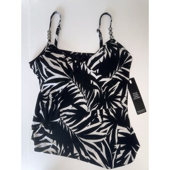 Magicsuit By Miraclesuit Elsa Tankini Top & Bottom Swimsuit Black V Neck Size 10 - Picture 9 of 16